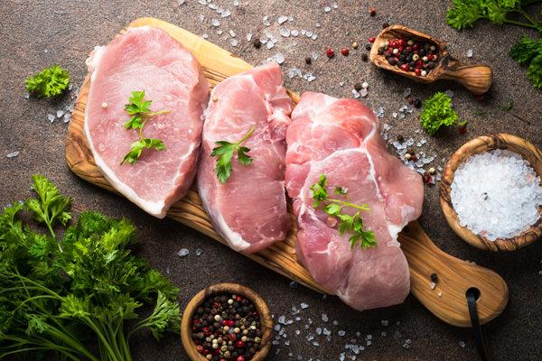fresh meat. raw pork steak.