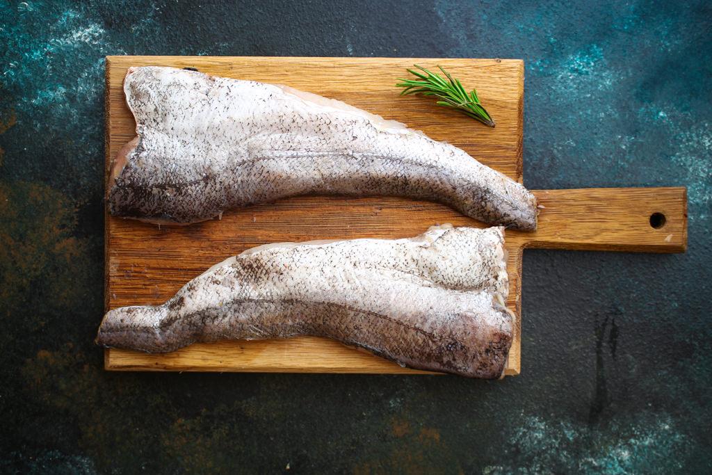hake fish raw fillet seafood portion on the table cooking meal s